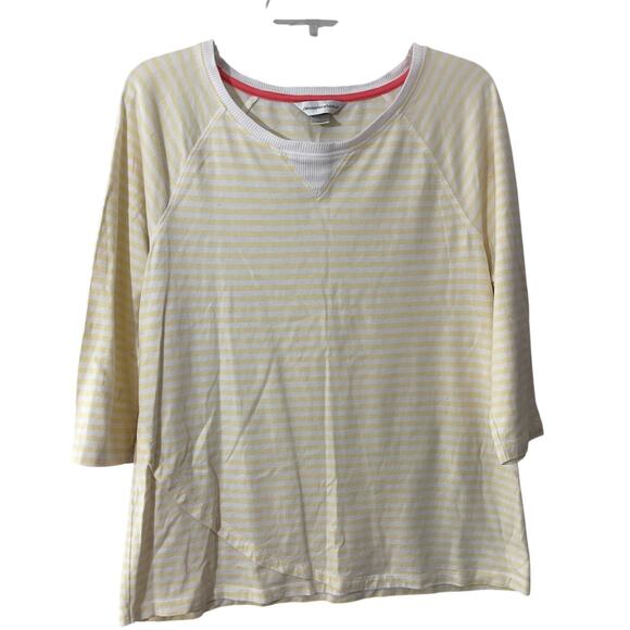 Christopher & Banks Size Large Yellow & White 3/4 Sleeve Top - Picture 1 of 5
